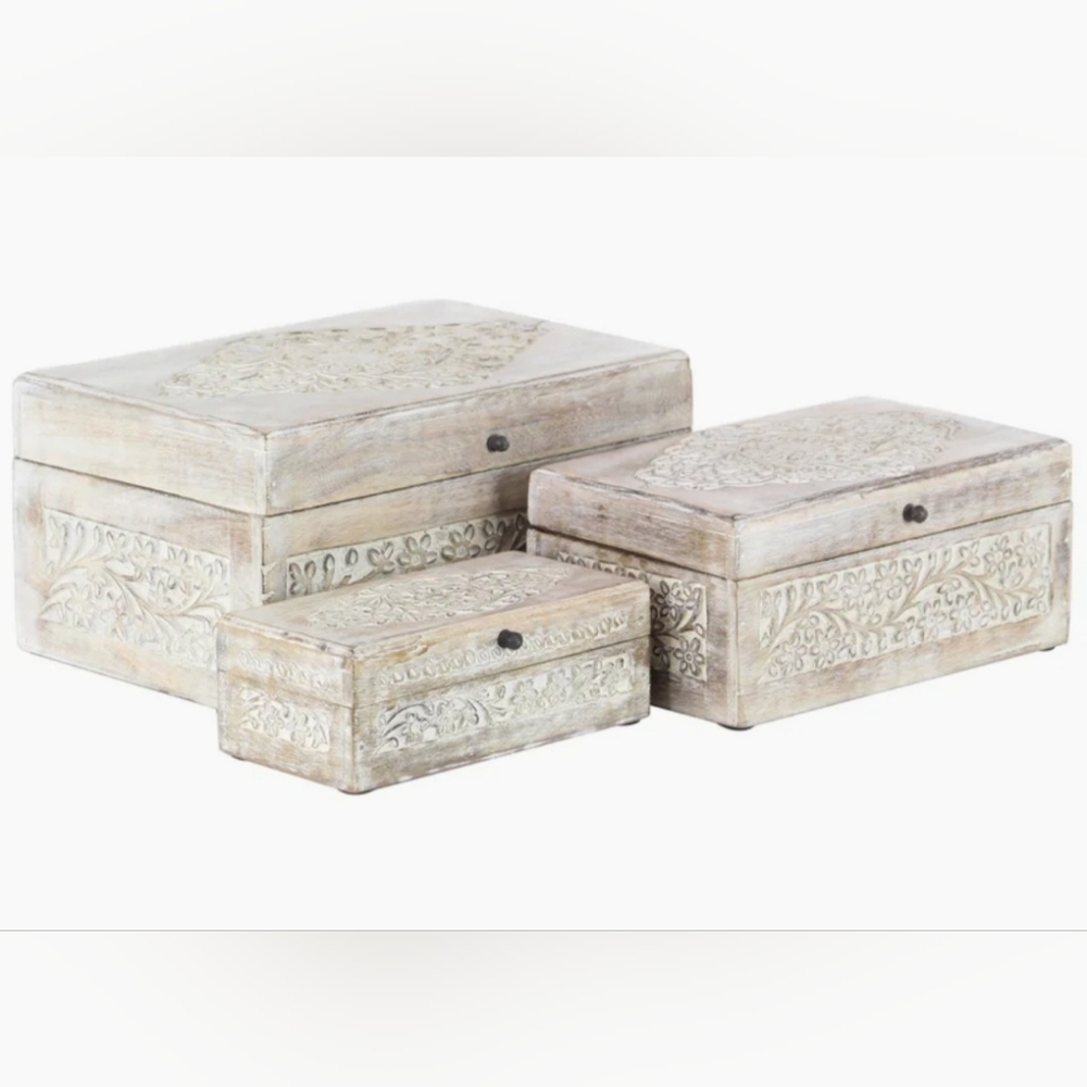 Pawlak 3 Piece Mango Wooden Decorative Box Set